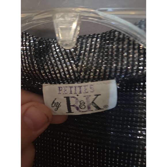 R&K Silver Metallic Sparkle Jacket, Women's Size 8 Petite, Formal Evening Blazer - Picture 3 of 8